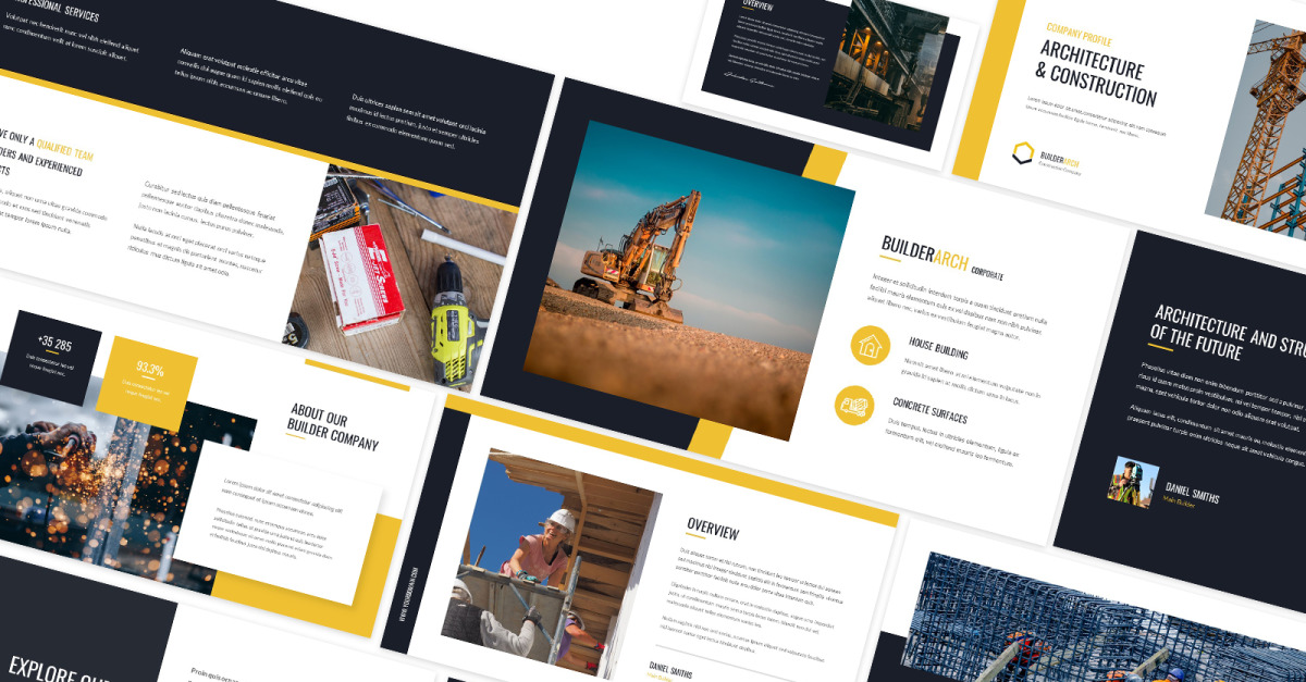 Builder Arch Construction Company Profile Powerpoint Template