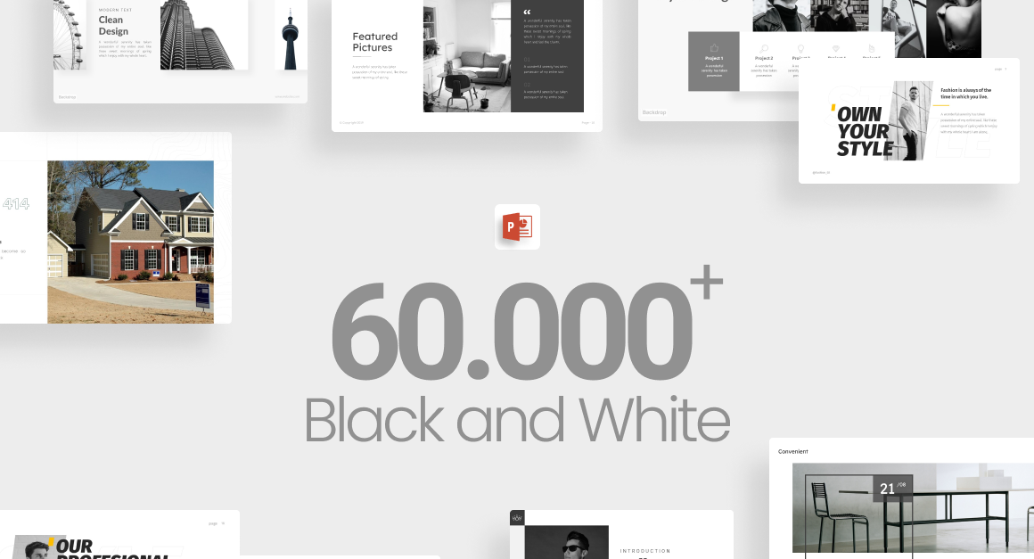 60.000+ Black and White Bundle PowerPoint Template