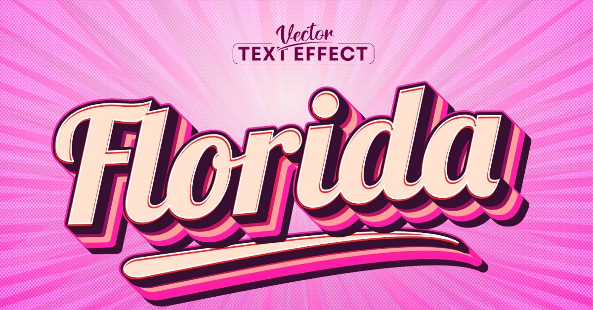 Florida - Vintage Style, Editable Text Effect, Font Style, Graphics ...