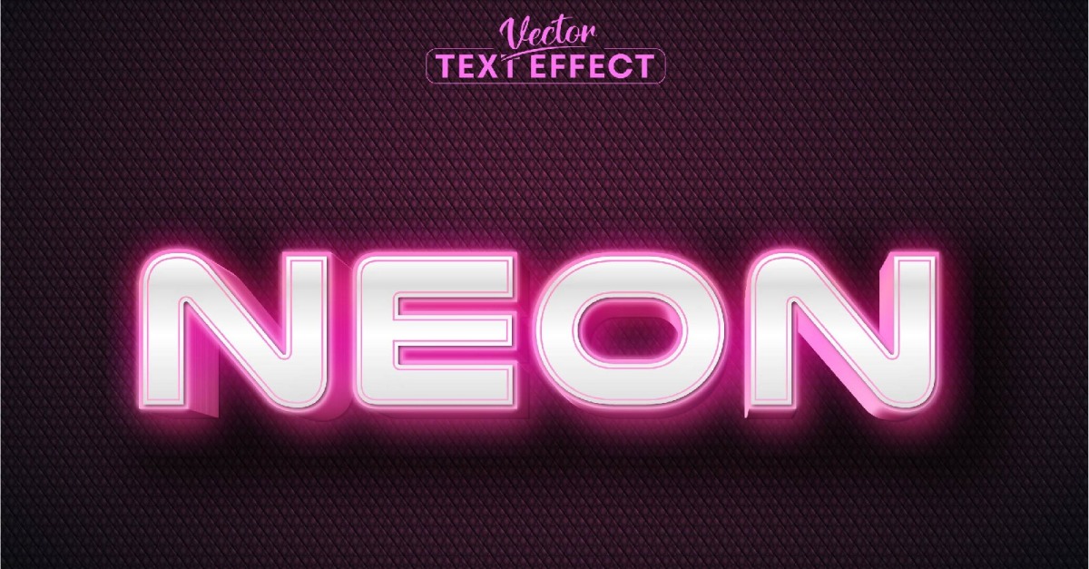 Neon - Pink Color Neon Glow Style, Editable Text Effect, Font Style ...