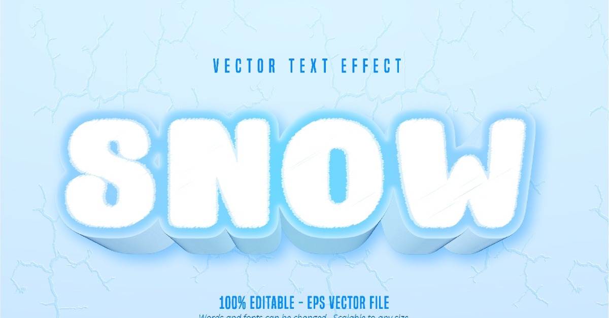 Snow - Editable Text Effect, Soft Blue Cartoon Font Style, Graphics ...