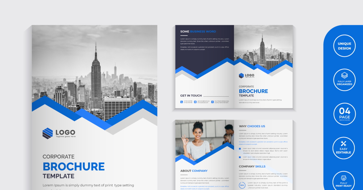 Corporate Business Bi-Fold Brochure Template