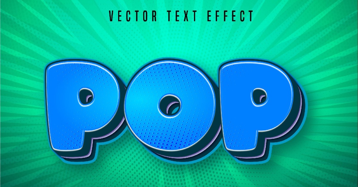 Pop - Editable Text Effect, Blue Color Cartoon Text Style, Graphics ...