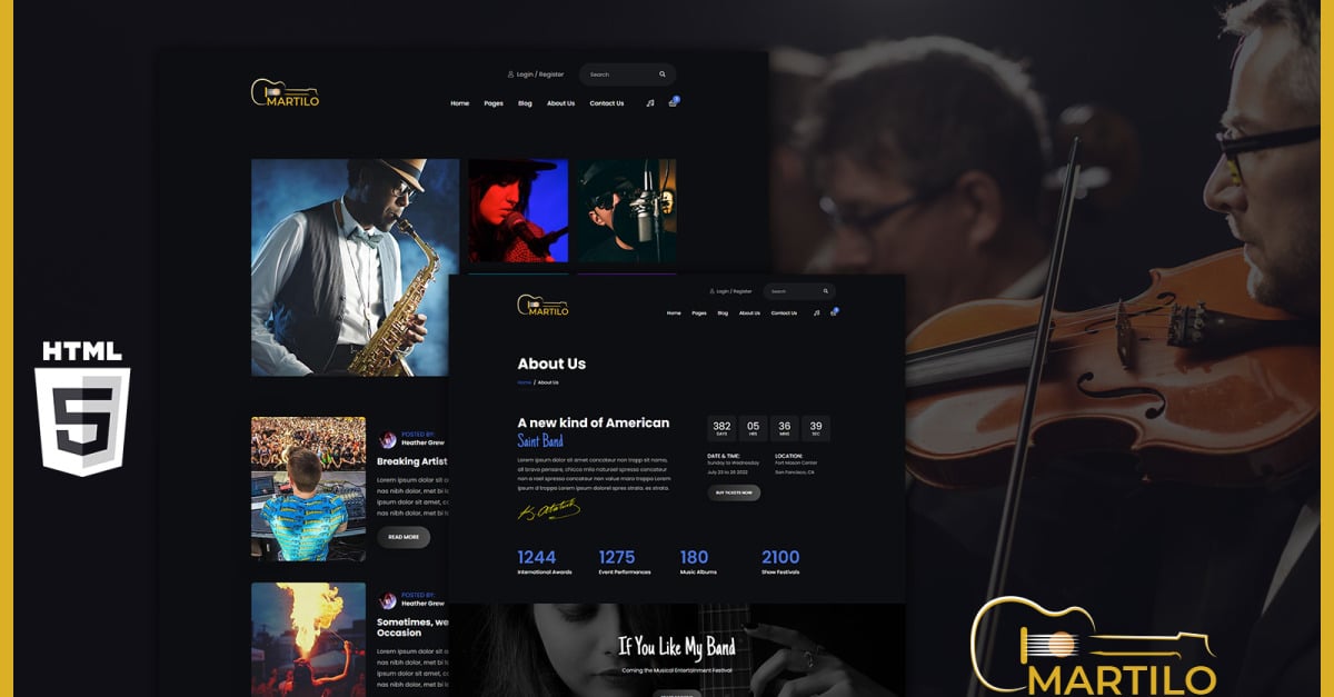 Martilo Audio Music Band HTML5 Website Template