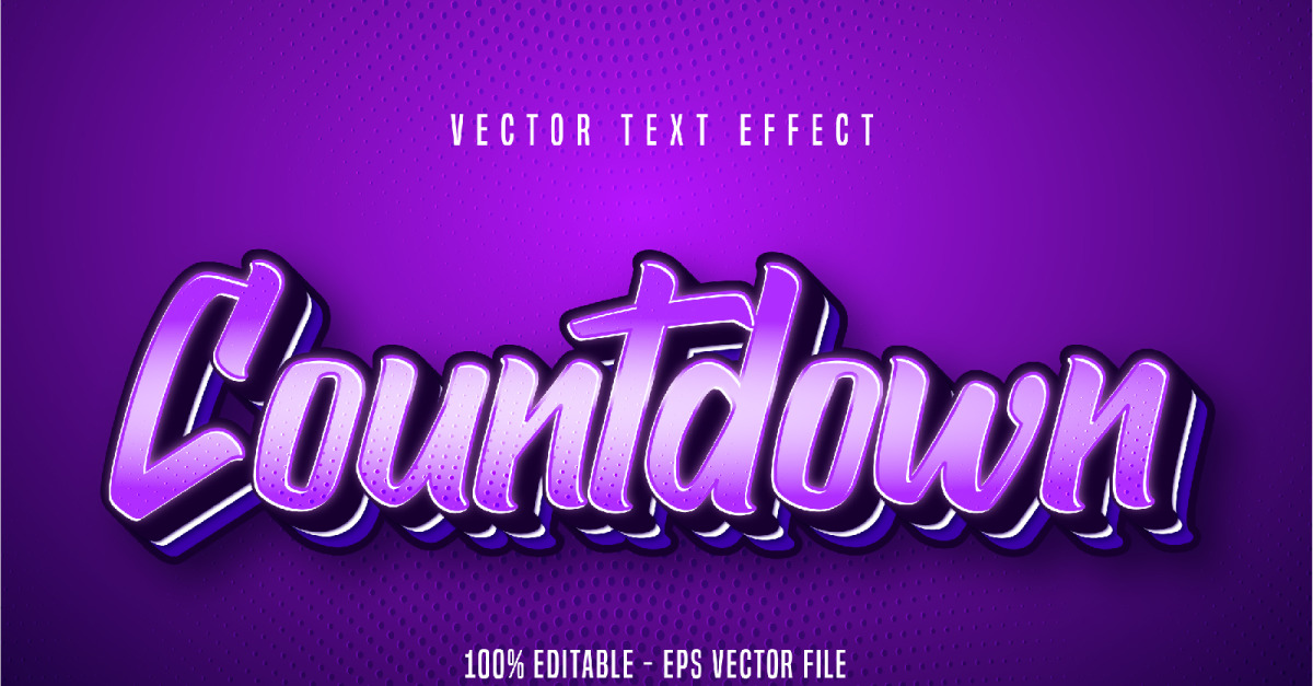 Countdown - Editable Text Effect, Cartoon And Purple Text Style ...