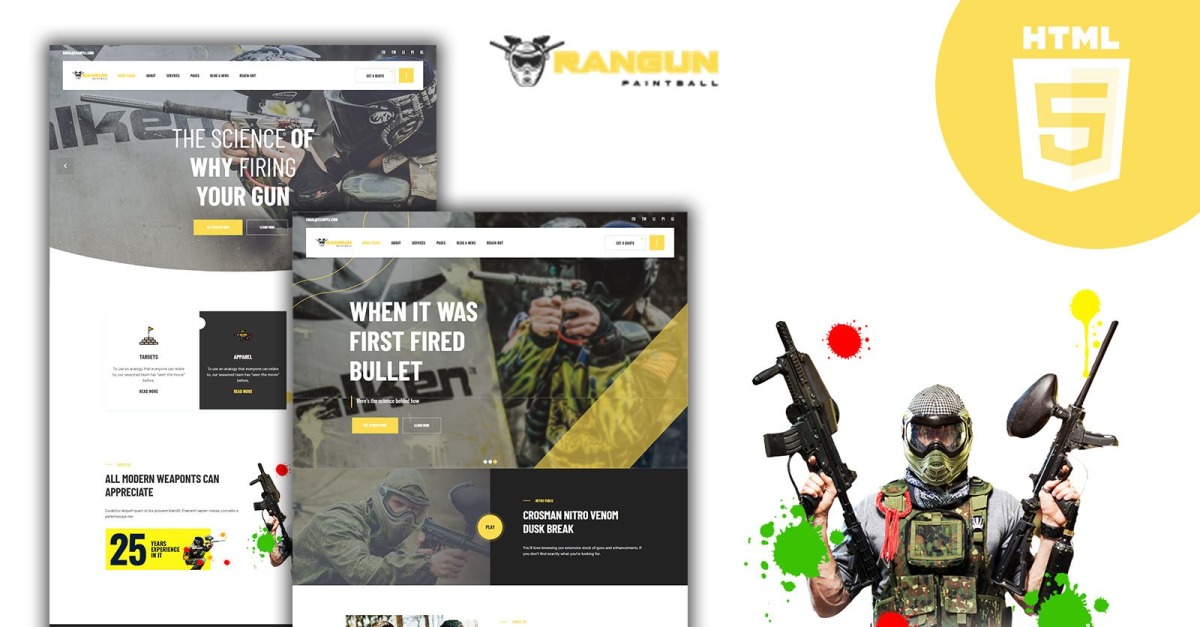 Rangun Air Soft Paintball Extreme Sports Club HTML5 Website Template