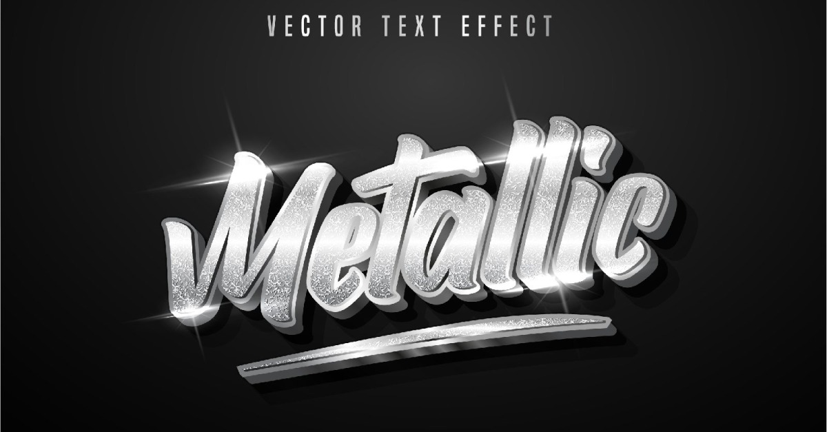 Metallic Editable Text Metallic - Editable Text Effect, Shiny Metallic Silver Text Style ...