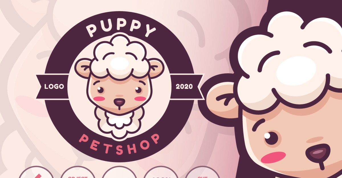 Cartoon Character Animal Lamb - Logotype, Logo Template Graphics