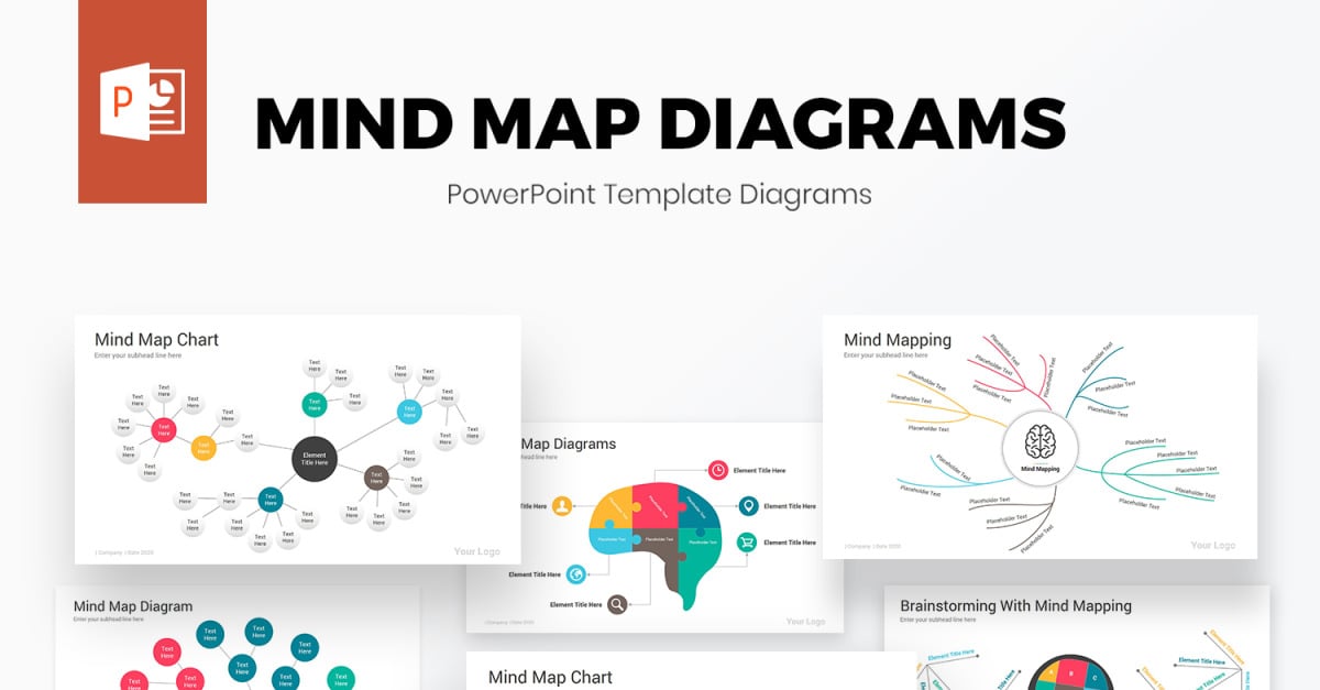 Plantilla de diagramas de PowerPoint - mapa mental