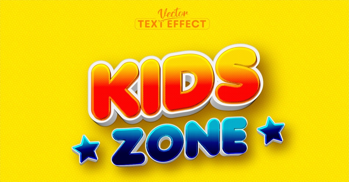 Kids Zone - Editable Text Effect, Shiny Cartoon Text Style, Graphics ...