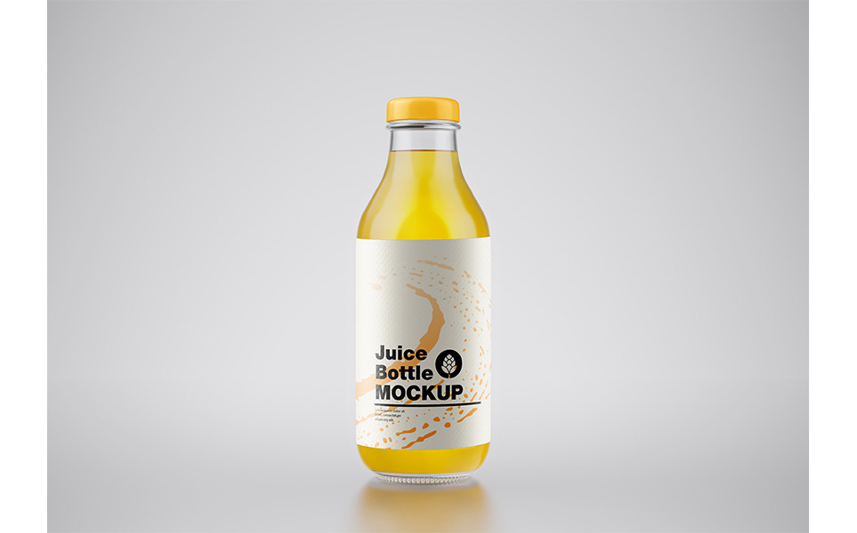 Glass Bottle W/ Orange Juice Mock-up - Free Download Images High