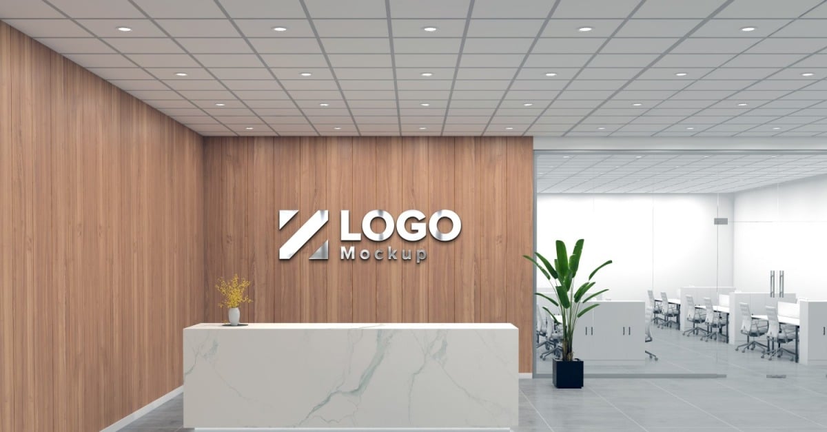 modern office reception backdrop design