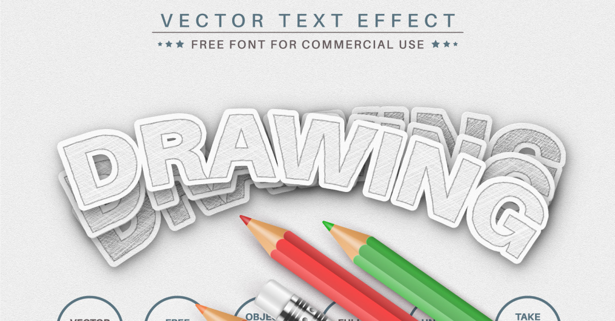 Pencil Black Drawing - Editable Text Effect, Font Style, Graphics ...