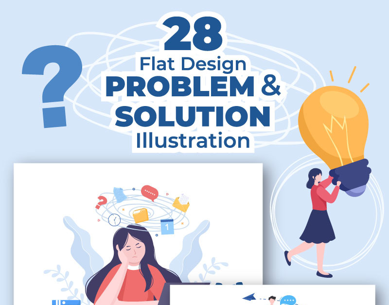 28 Problem and Solution Flat Design Illustration