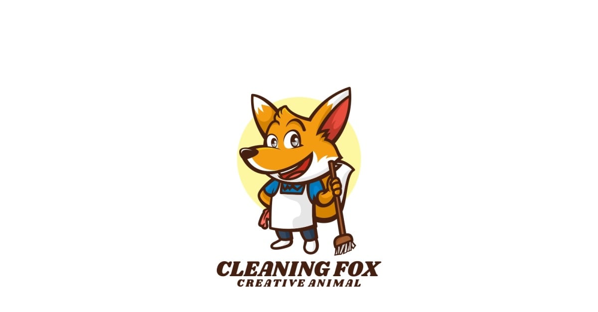 Cleaning Fox Cartoon Logo 223981 TemplateMonster