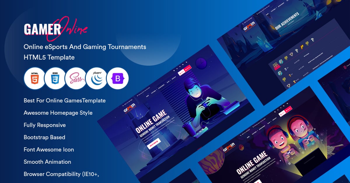 Gamer - Modelo HTML de torneios de eSports e jogos online