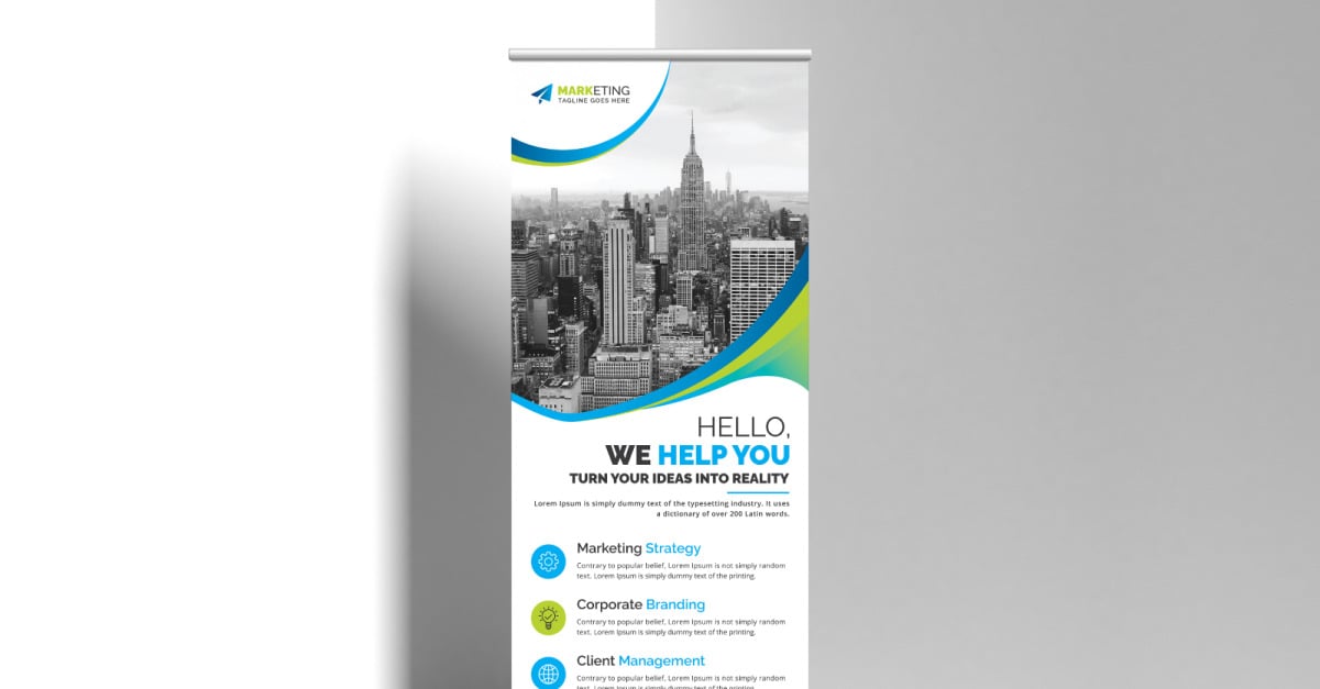 Minimalist Corporate Roll Up Banner, Signage, Standee, X Banner