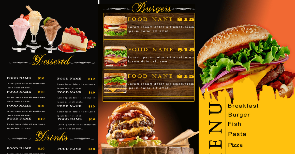 Fast Food Trifold Food Menu #225720 - TemplateMonster