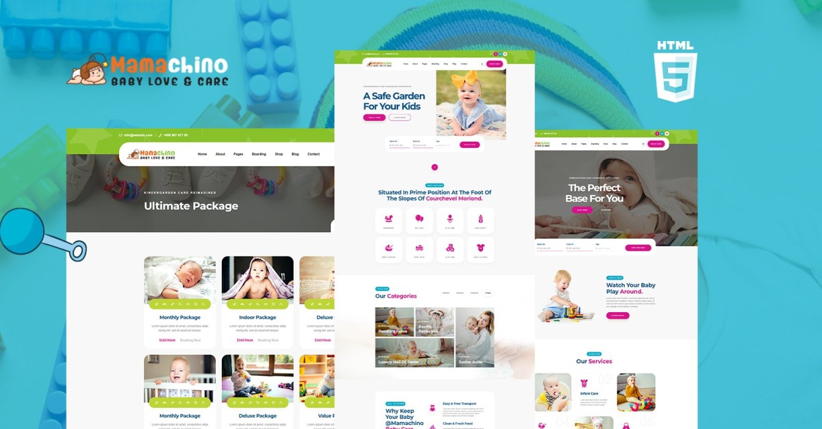 Modèle de site Web HTML5 pour la garderie maternelle Mamachino