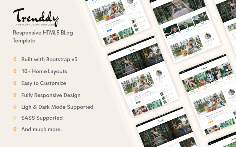 Trenddy - Modèle de site Web de blog HTML5 - TemplateMonster