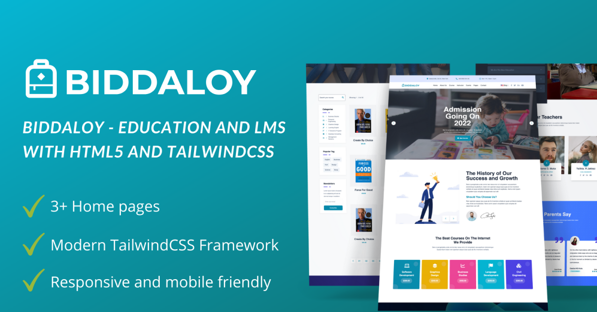 Biddaloy - Education & LMS HTML5 and TailwindCSS Template