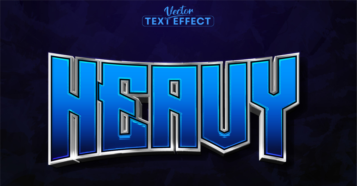 Heavy - Editable Text Effect, Blue Metallic And Silver Text Style ...