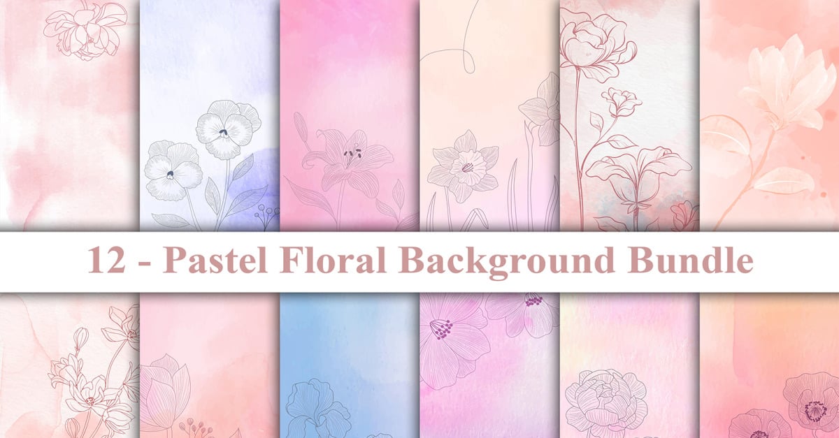 Floral Pastel Background, Digital Paper, Watercolor Texture, Watercolor Floral  Background.