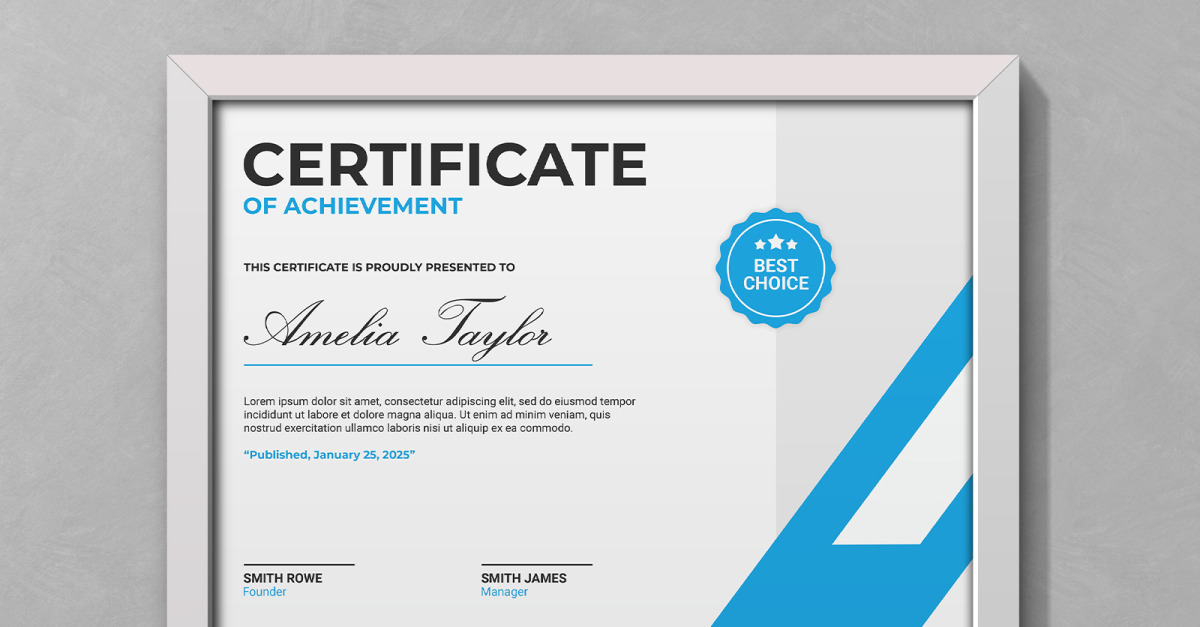 Creative Blue Color Certificate Templates - TemplateMonster