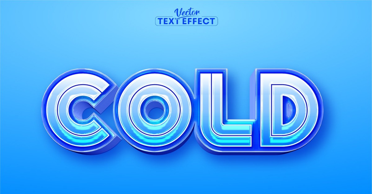Cold - Editable Text Effect, Ice Cartoon Text Style, Graphics Illustration