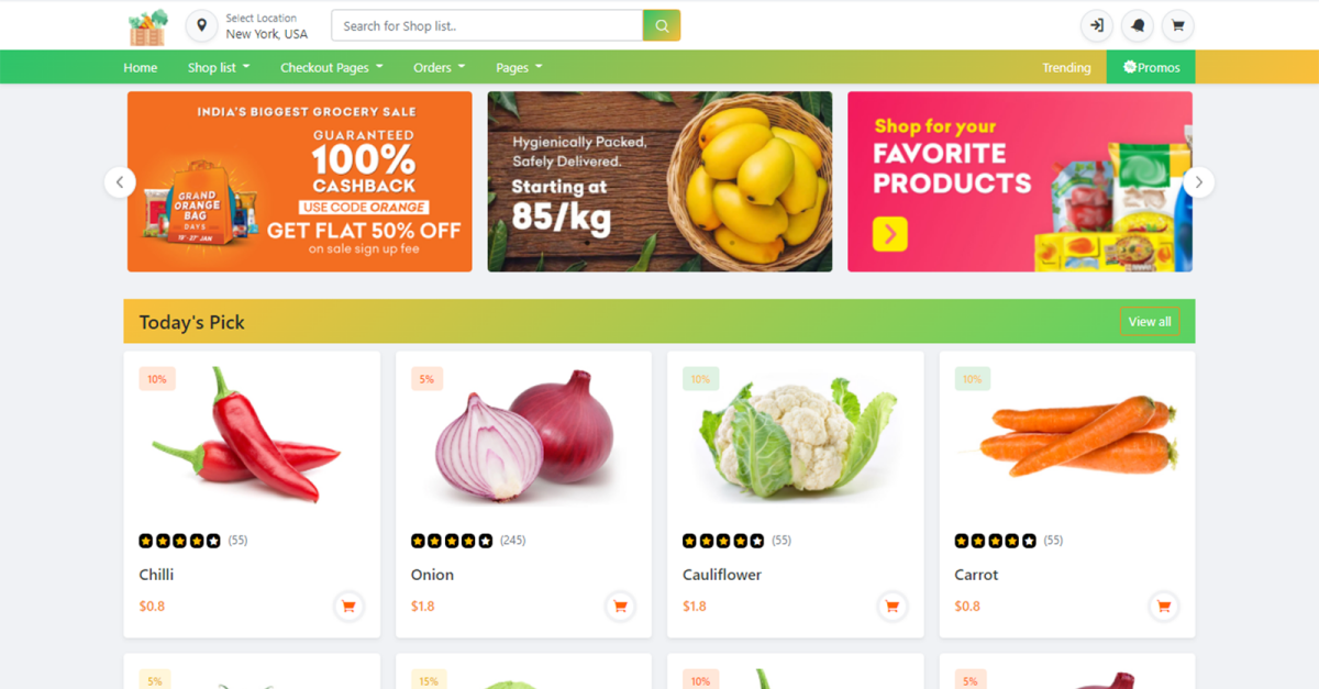 GoFrut SAAS Online Food Grocery Ordering HTML Web Template