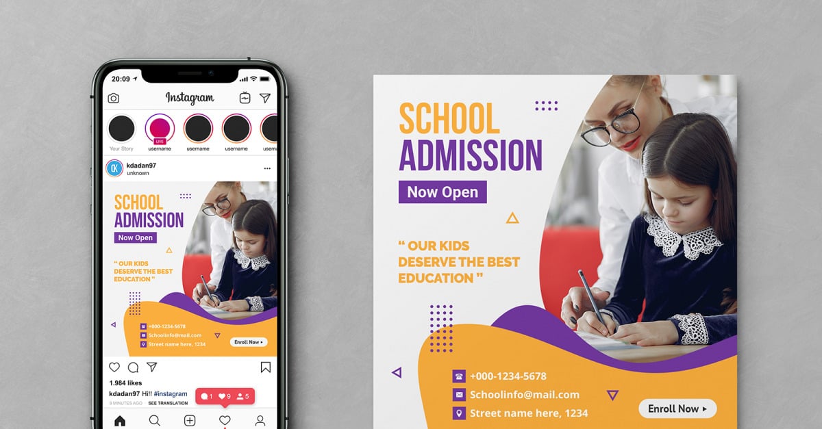 School Design Social Media Instagram Post Banner