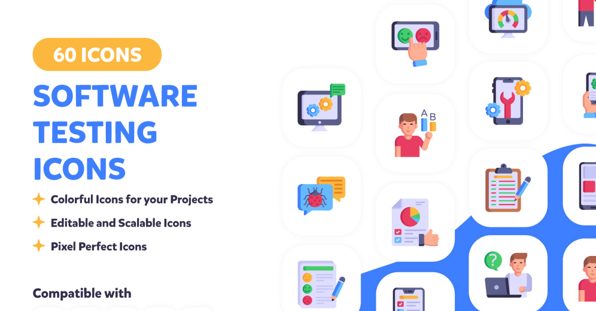 60 iconos de prueba de software #231800 - TemplateMonster