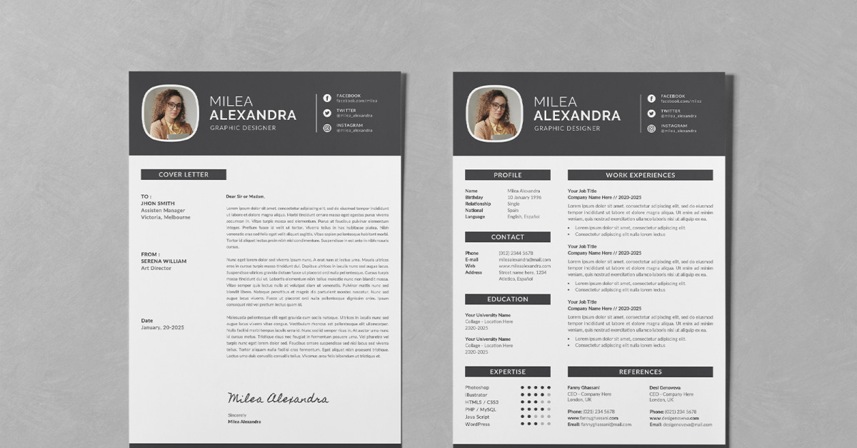 Creative Minimalist Resume CV Bundle Set - TemplateMonster