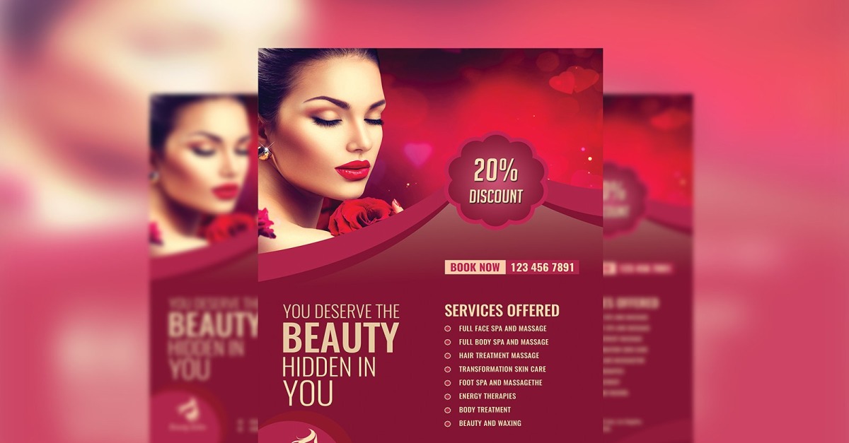 Spa Massage Flyer Template created with Photoshop for the spa and ...