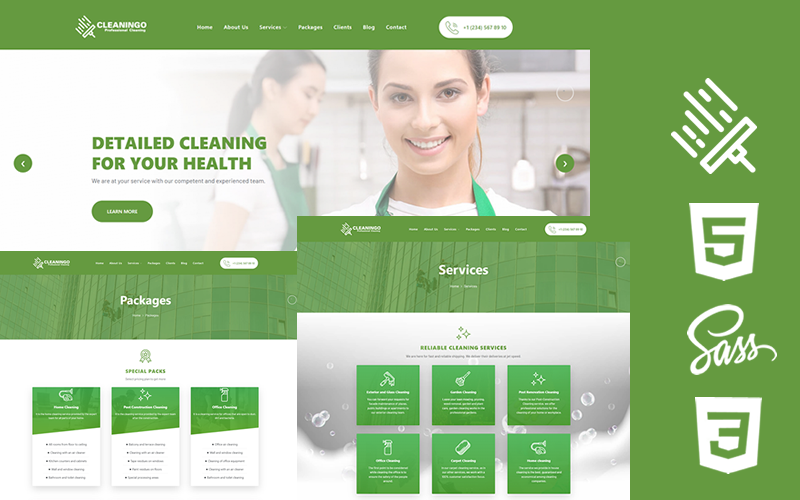 Modèle de site Web pour le thème Cleaningo Html5 Css3