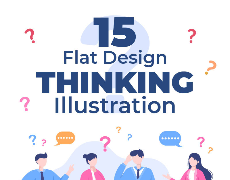 15 People Thinking Problem Solving Illustration