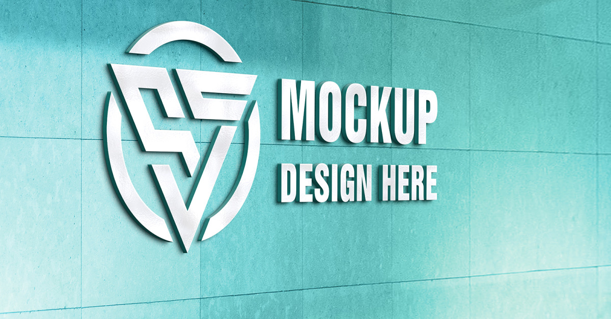 Cyan Wall Logo Mockup Psd #233340 - TemplateMonster