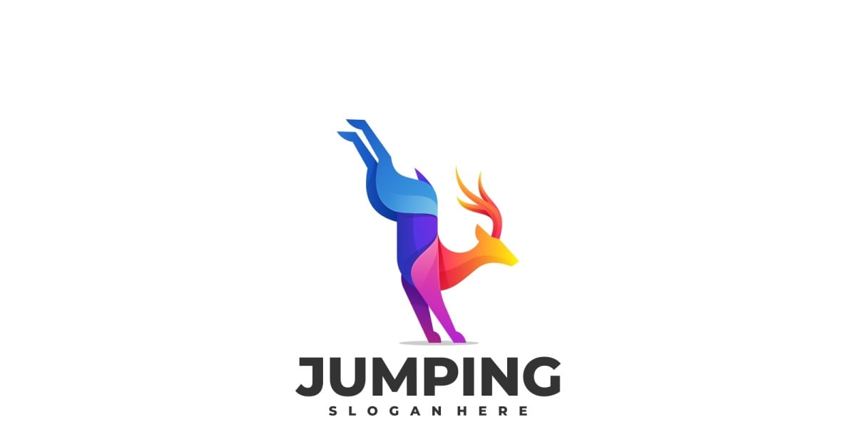 Jump Deer Gradient Colorful Logo 233428 TemplateMonster