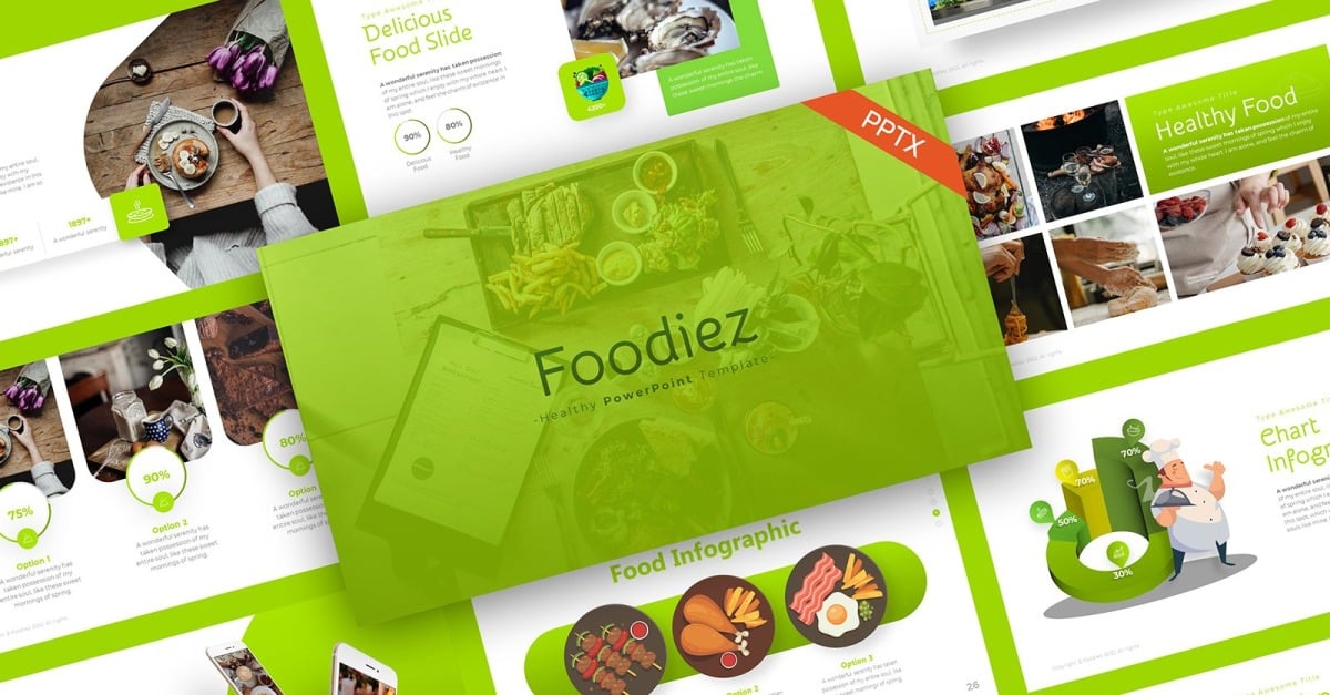 Modelo de PowerPoint de Comida Saudável Foodiez