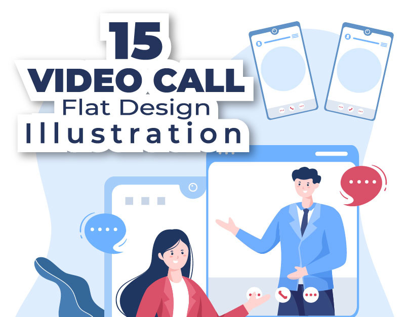 15 Conference Video Call Working for Home Cartoon Illustration
