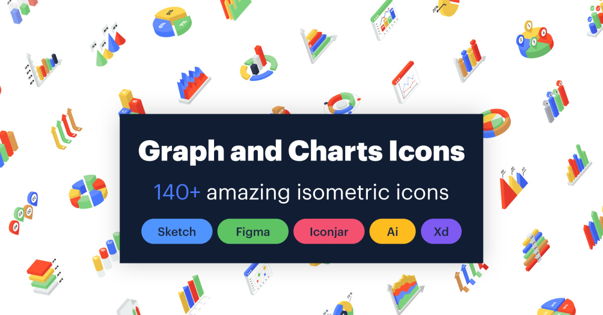Isometric Icons of Graphs and Charts - TemplateMonster