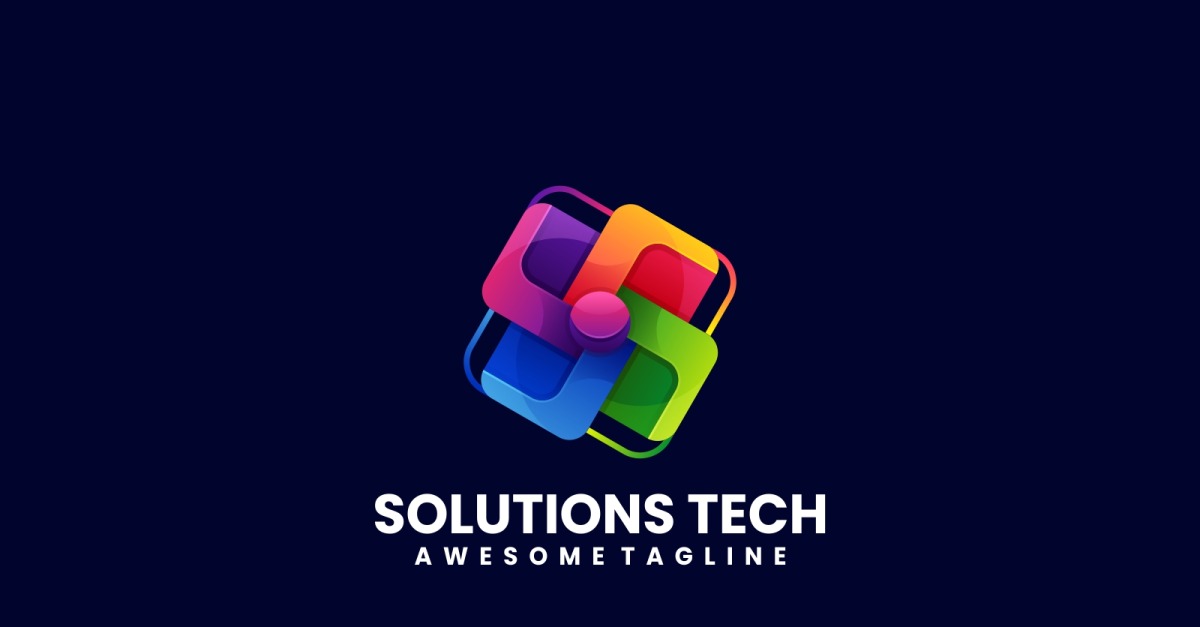 Solutions Tech Gradient Colorful Logo - TemplateMonster