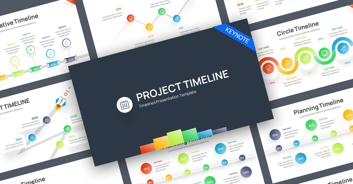 Timeline Gradient Color 2 Keynote Template - TemplateMonster