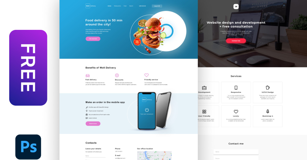 Free PSD Templates Wolt&JR #238473 - TemplateMonster