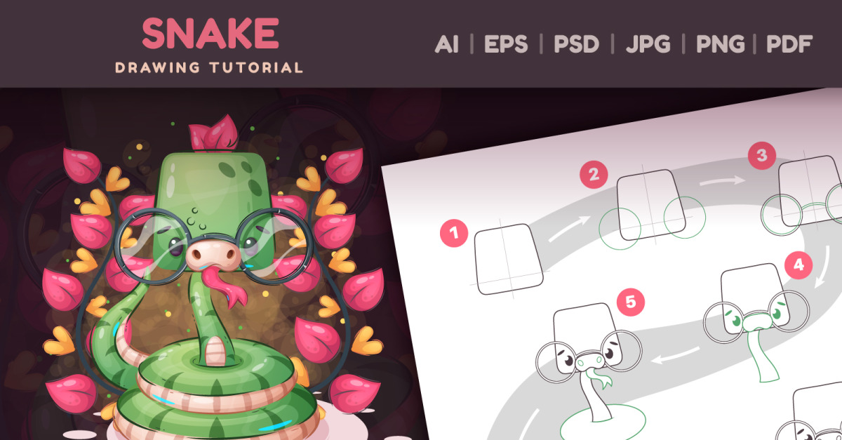 How to Draw Snake Tutorial: Drawing lesson, Graphics Illustration
