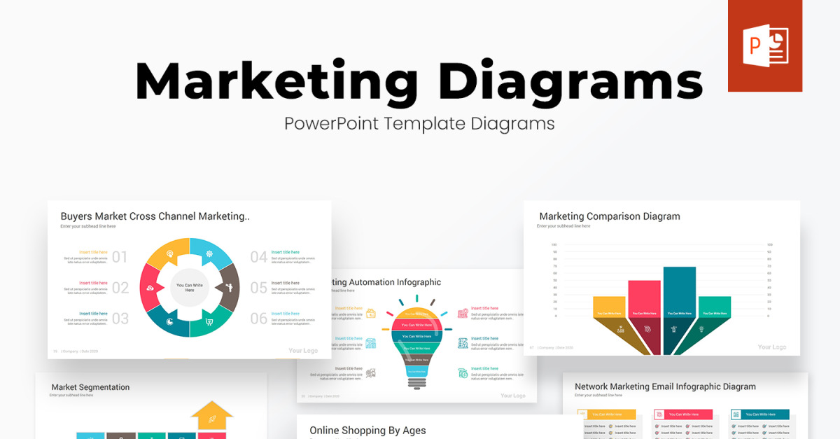Plantilla de diagramas de PowerPoint de marketing
