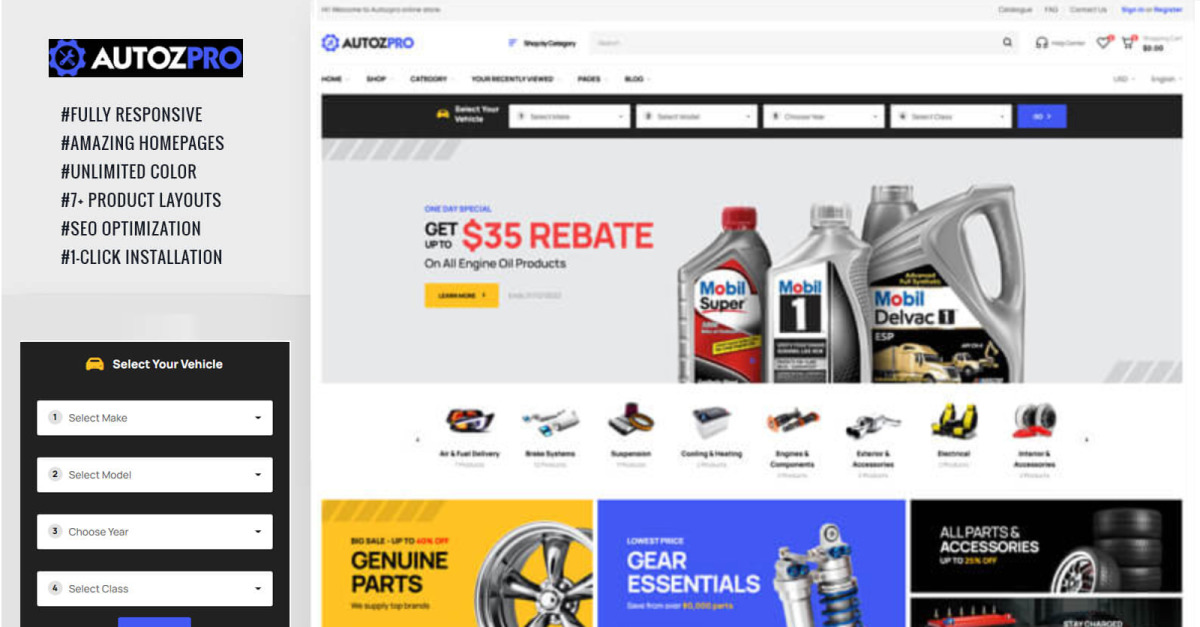 Autozpro Parts Cars Store PrestaShop Theme - TemplateMonster