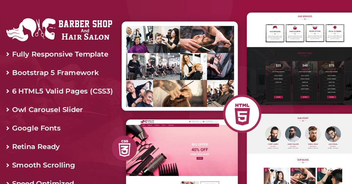 Barbershop and Hair Salon-Html-Template