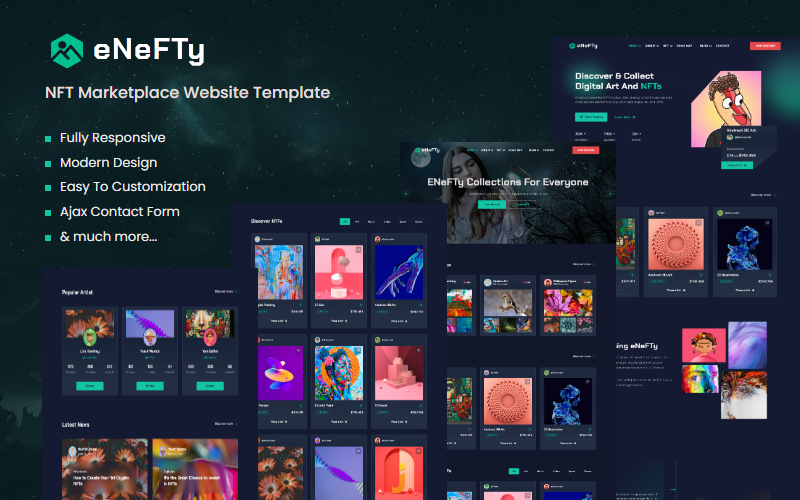 Enefty NFT Marketplace Website Template TemplateMonster