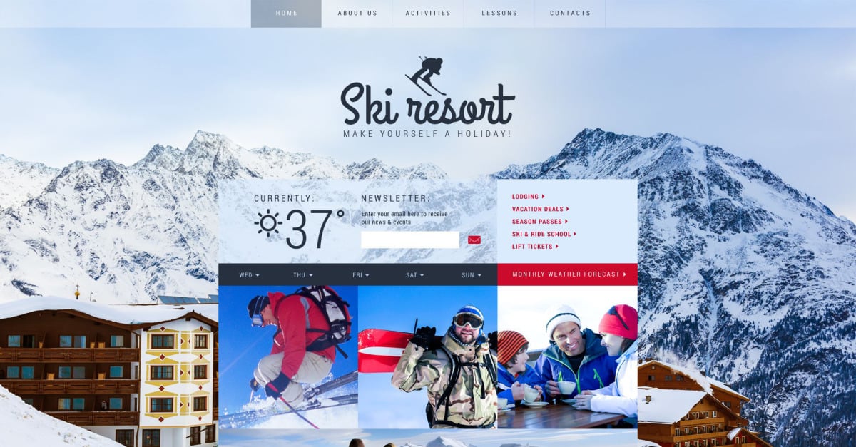 Free Ski Resort Website Template #248581 - Templatemonster